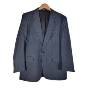 Christian Dior Monsieur Black Plaid Windowpane Sport Coat Suit Jacket Blazer- 41